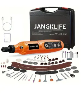 [Orange-115pcs] JANGKLIFE USB Kit d\'outils rotatifs sans fil stylo de gravure sur bois bricolag