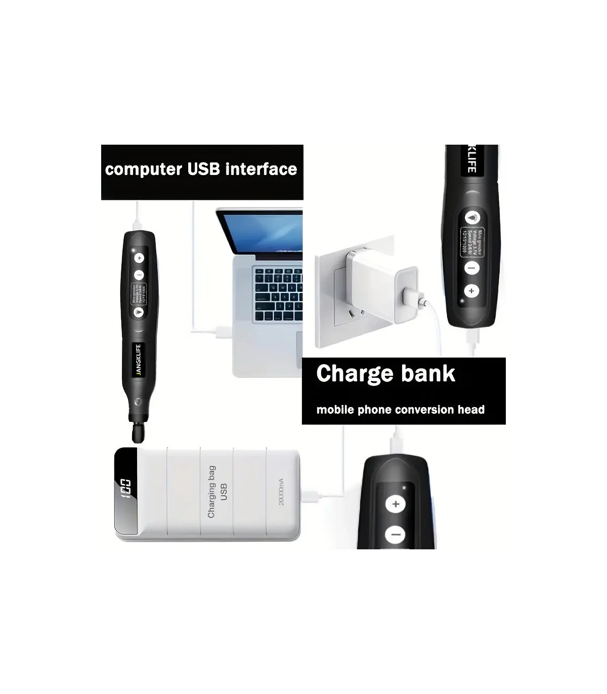 [Orange-115pcs] JANGKLIFE USB Kit d\'outils rotatifs sans fil stylo de gravure sur bois bricolag