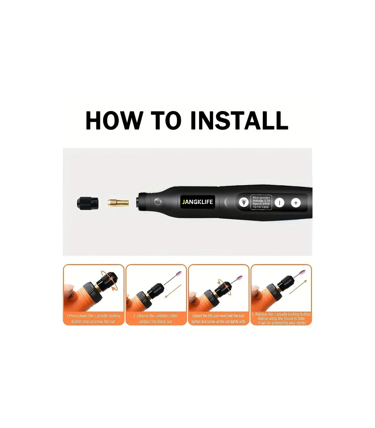 [Black-24pcs] JANGKLIFE USB Kit d\'outils rotatifs sans fil stylo de gravure sur bois bricolage 