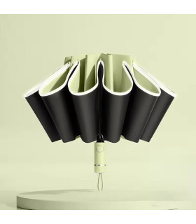 Parapluie pliant inversé entièrement automatique pour hommes et femmes, avec bande réfléchissan