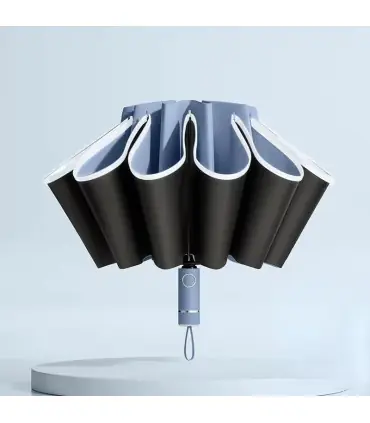 Parapluie pliant inversé entièrement automatique pour hommes et femmes, avec bande réfléchissan