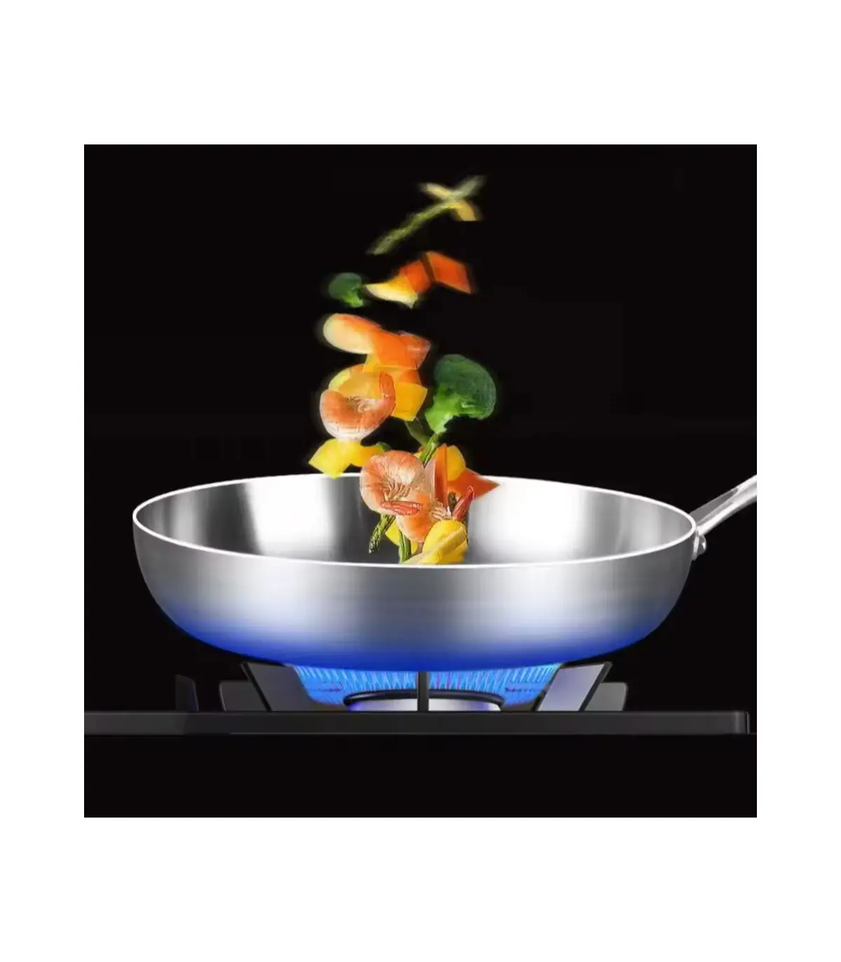 Poêle à frire de cuisine en acier inoxydable 316, poêle à frire antiadhésive non revêtue, marmi