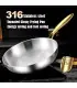Poêle à frire de cuisine en acier inoxydable 316, poêle à frire antiadhésive non revêtue, marmi