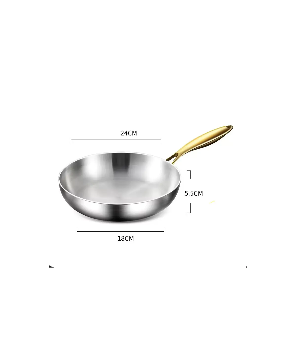 Poêle à frire de cuisine en acier inoxydable 316, poêle à frire antiadhésive non revêtue, marmi