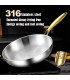 Poêle à frire de cuisine en acier inoxydable 316, poêle à frire antiadhésive non revêtue, marmi