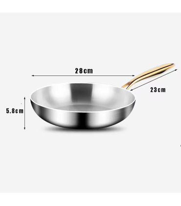Poêle à frire de cuisine en acier inoxydable 316, poêle à frire antiadhésive non revêtue, marmi