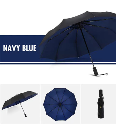 [Wine red] Parapluie à double couche entièrement automatique, coupe-vent