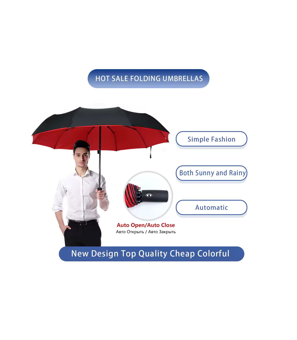 [Purple] Parapluie à double couche entièrement automatique, coupe-vent