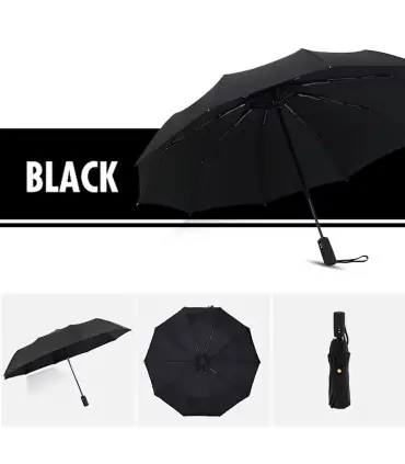 [Black] Parapluie à double couche entièrement automatique, coupe-vent