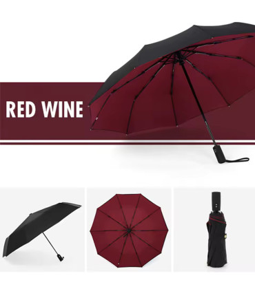 [Black] Parapluie à double couche entièrement automatique, coupe-vent
