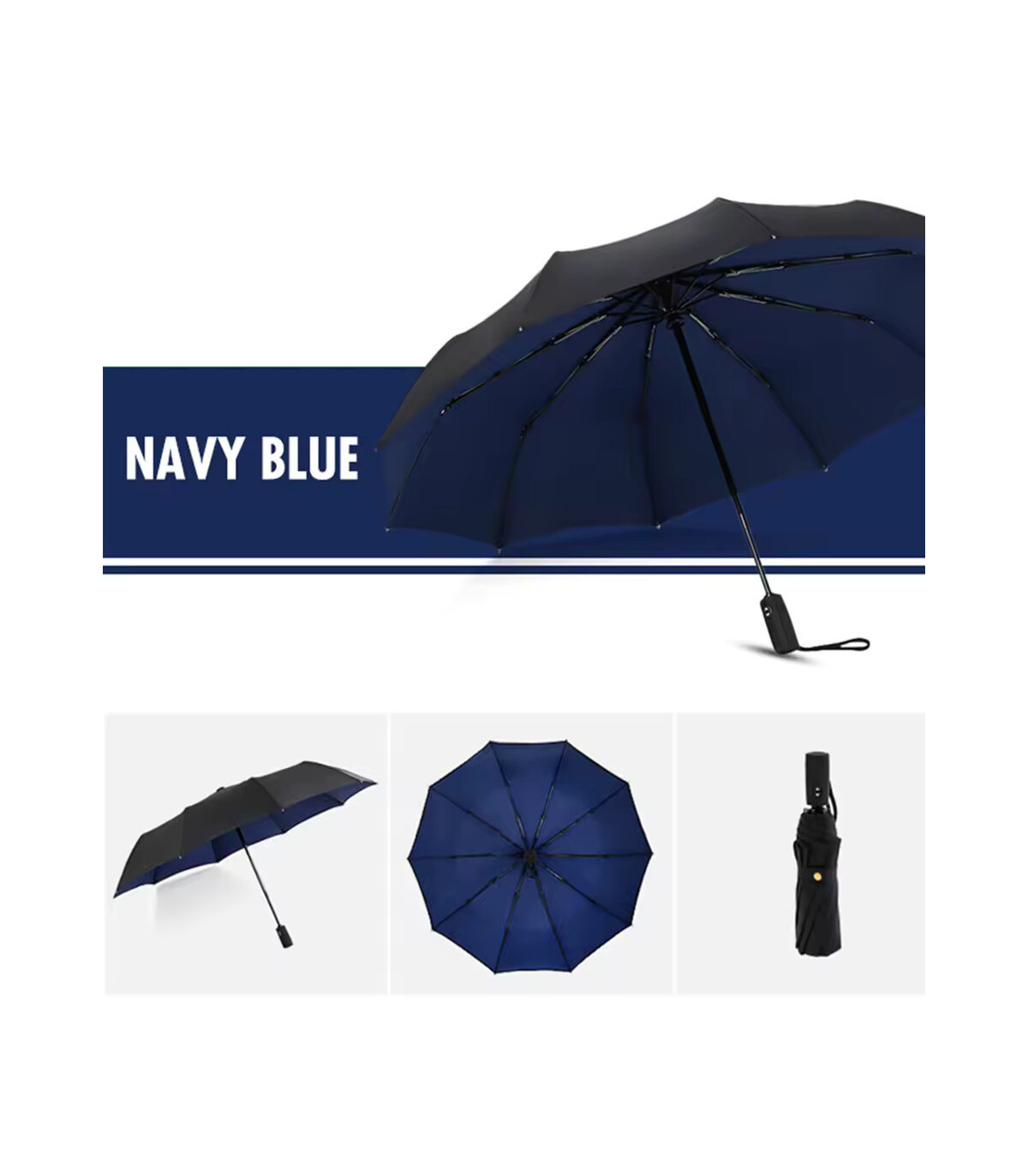 [Blue] Parapluie à double couche entièrement automatique, coupe-vent