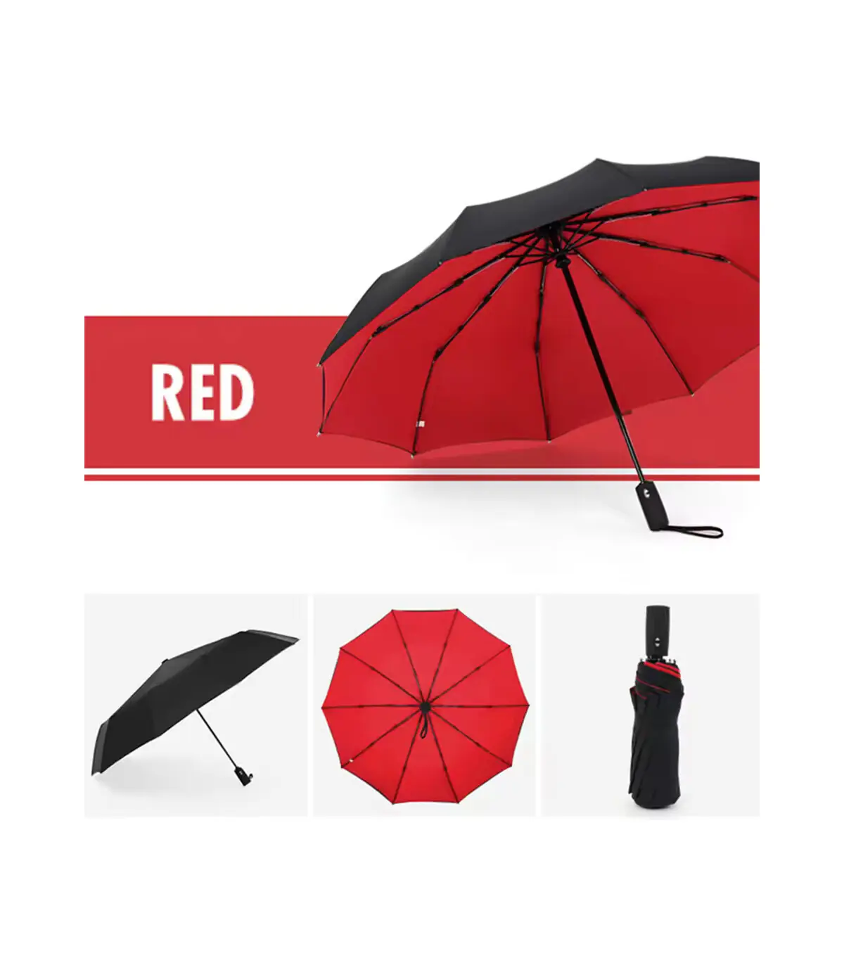 [Blue] Parapluie à double couche entièrement automatique, coupe-vent