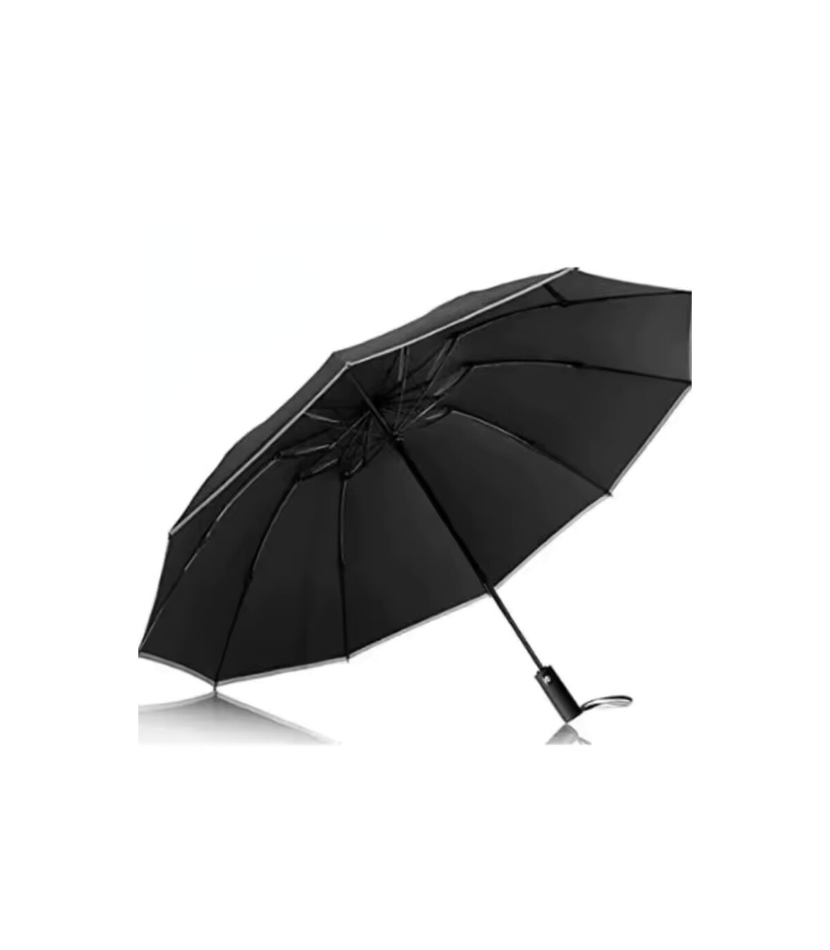 [Black] Parapluie pliant inversé entièrement automatique pour hommes et femmes, avec bande réfl