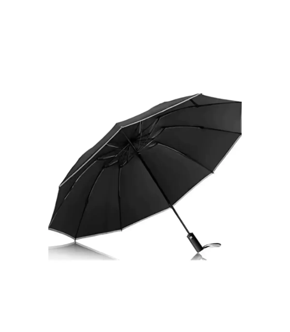 [White] Parapluie pliant inversé entièrement automatique pour hommes et femmes, avec bande réfl