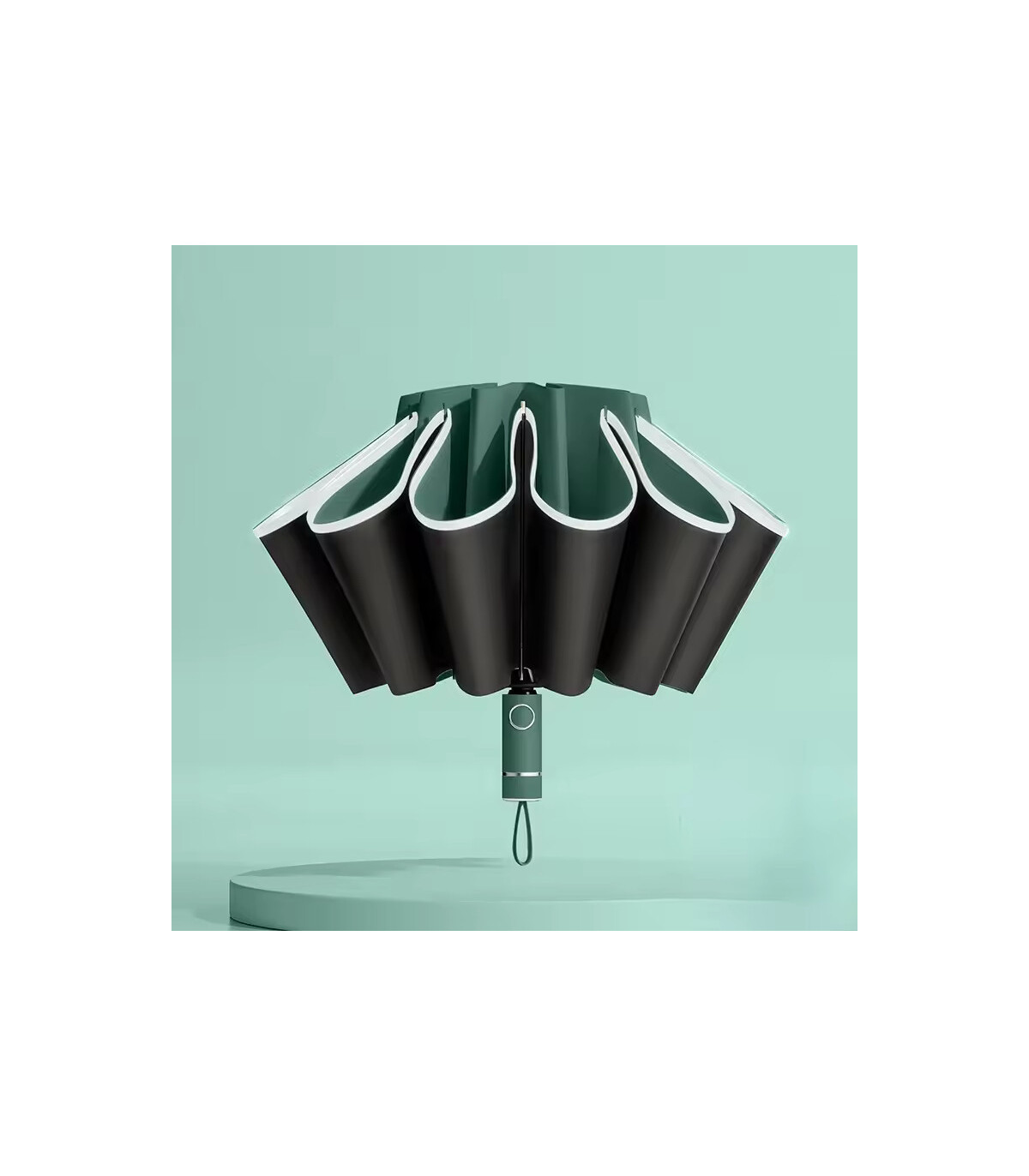 [Blue] Parapluie pliant inversé entièrement automatique pour hommes et femmes, avec bande réflé