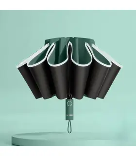 [Dark Green] Parapluie pliant inversé entièrement automatique pour hommes et femmes, avec bande