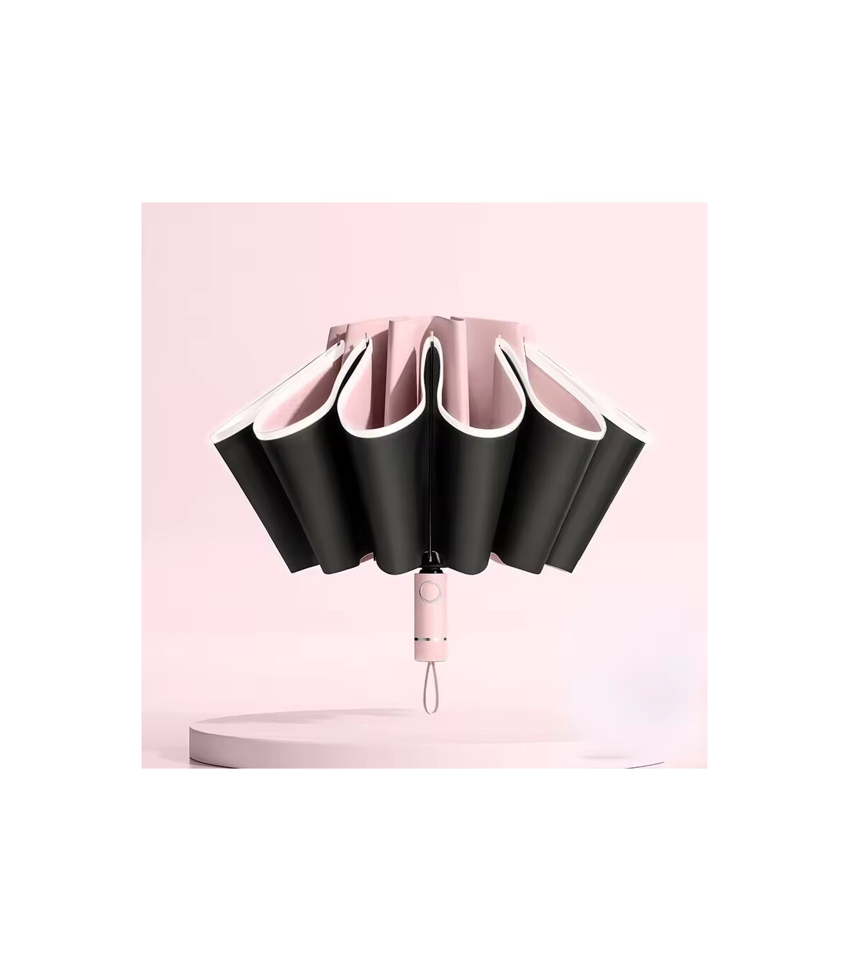 [Dark Green] Parapluie pliant inversé entièrement automatique pour hommes et femmes, avec bande