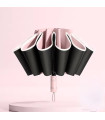 [Pink] Fully automatic inverted folding umbrella for men and women, with reflective band.