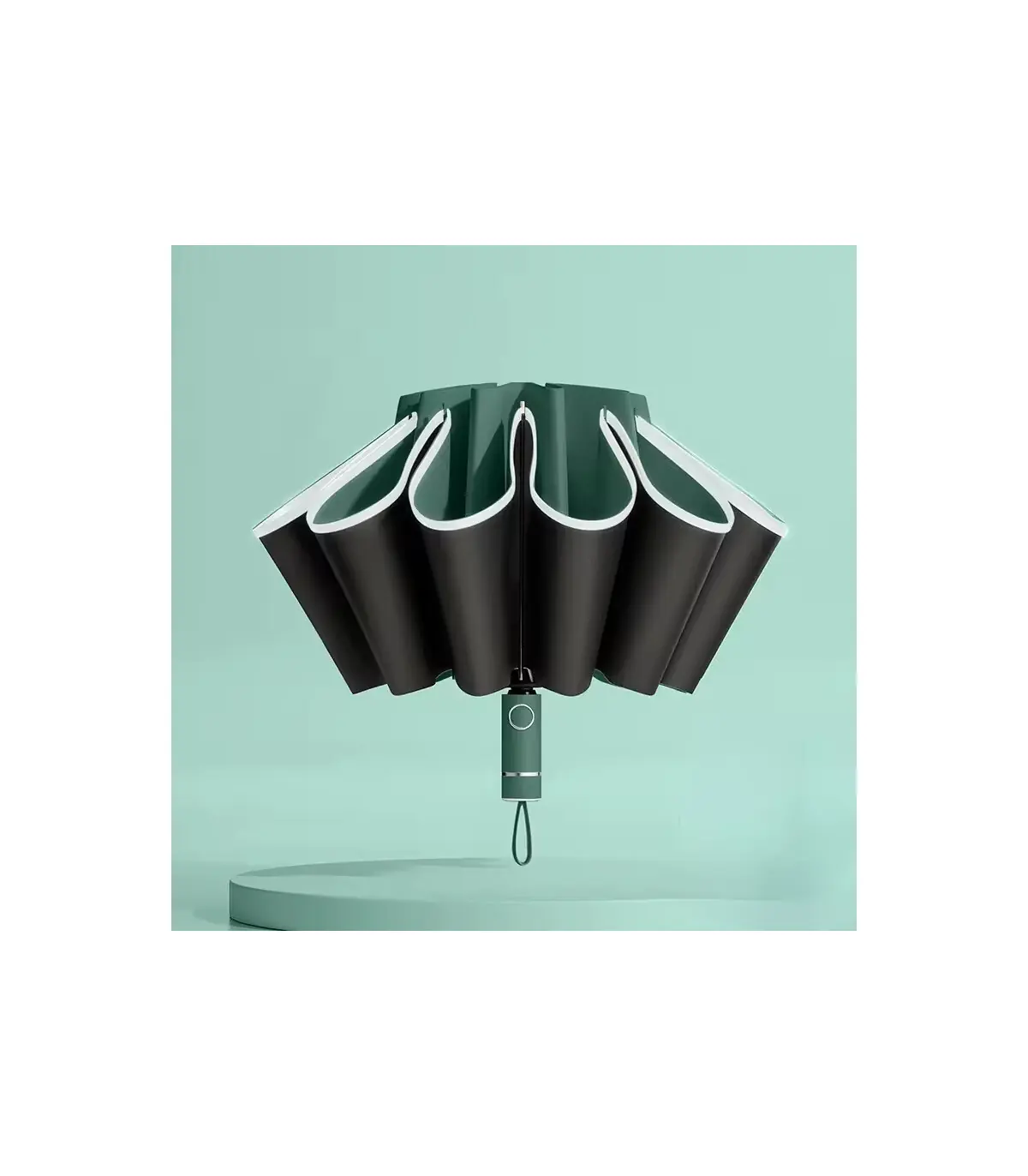 [Pink] Parapluie pliant inversé entièrement automatique pour hommes et femmes, avec bande réflé