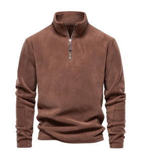 [EUR L 75-85kg HD08-Brown] AIOPESON marque qualité épaissir chaud polaire veste pour hommes fer