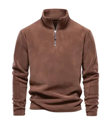 [EUR L 75-85kg HD08-Brown] AIOPESON marque qualité épaissir chaud polaire veste pour hommes fer