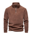 [EUR M 65-75kg HD08-Brown] AIOPESON brand high quality thick warm fleece jacket for men iron