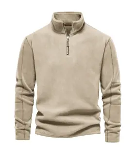 [EUR L 75-85kg HD08-Beige] AIOPESON marque qualité épaissir chaud polaire veste pour hommes fer