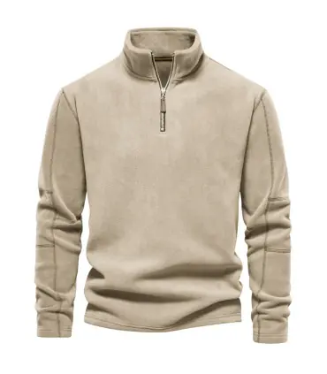 [EUR L 75-85kg HD08-Beige] AIOPESON marque qualité épaissir chaud polaire veste pour hommes fer