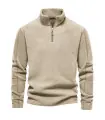 [EUR L 75-85kg HD08-Beige] AIOPESON brand high quality thick warm fleece jacket for men iron