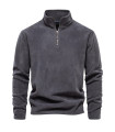 [EUR L 75-85kg HD08-Gris Oscuro] Chaqueta de lana polar gruesa y cálida de alta calidad de la marca AIOPESON para hombres.