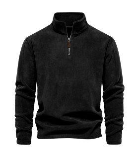 [EUR M 65-75kg HD08-Black] AIOPESON marque qualité épaissir chaud polaire veste pour hommes fer