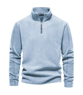 [EUR XXL 95-105kg HD08-LightBlue] AIOPESON marque qualité épaissir chaud polaire veste pour hom