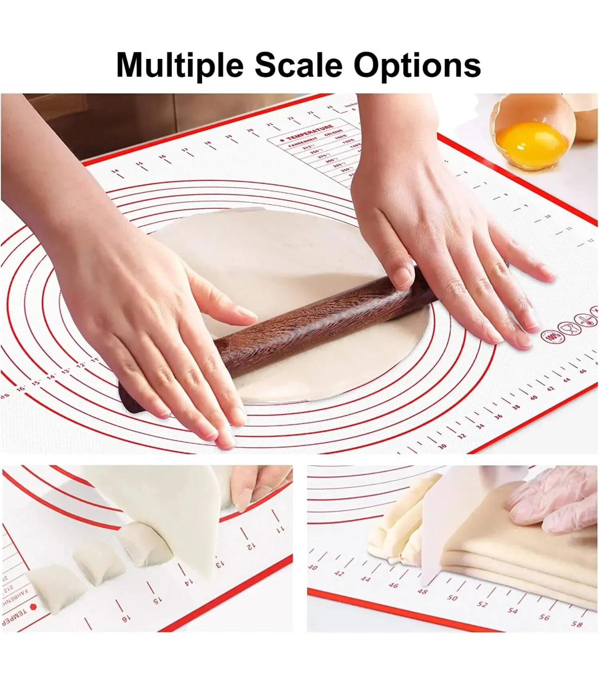 [1pc 50 60cm] Polymères de pâte à pétrir en silicone, gadgets de cuisson pour pizza et gâteau, 