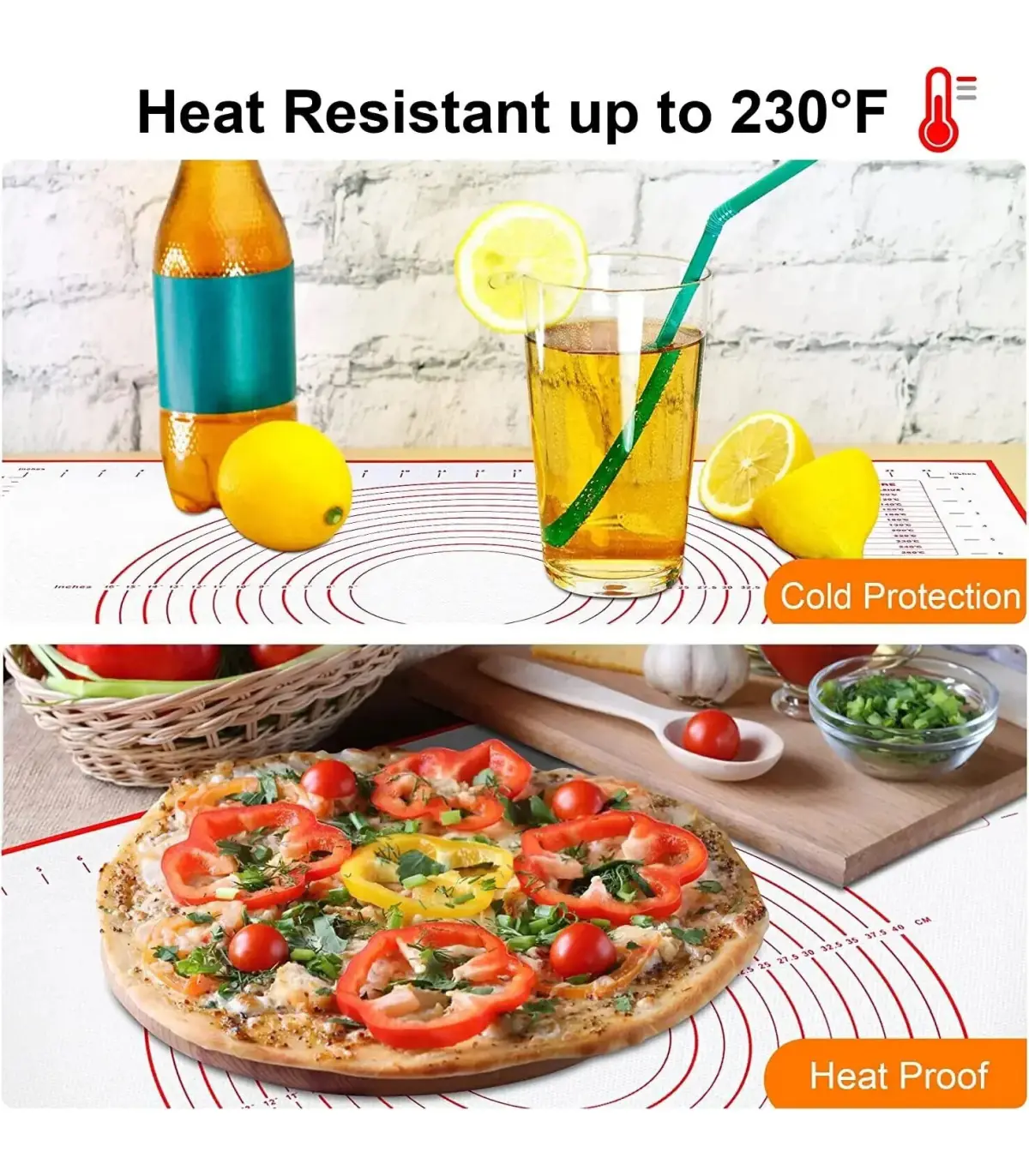 [1pc 40 60cm] Polymères de pâte à pétrir en silicone, gadgets de cuisson pour pizza et gâteau, 
