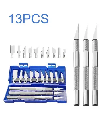 [Dark blue 13pcs] Couteau à découper en métal 13 en 1, Style stylo, sceau artistique, coupe man