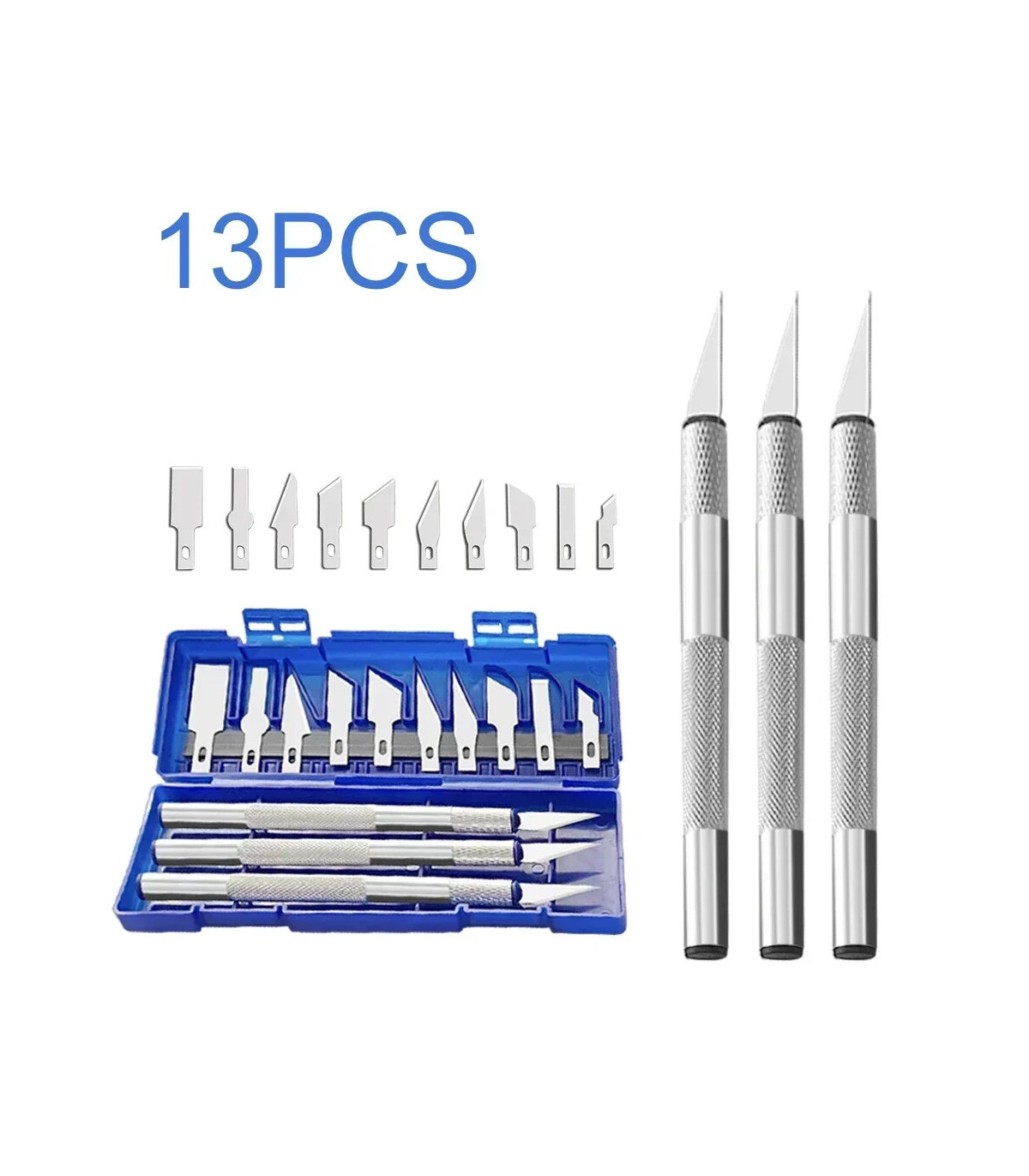 [Dark blue 13pcs] Couteau à découper en métal 13 en 1, Style stylo, sceau artistique, coupe man