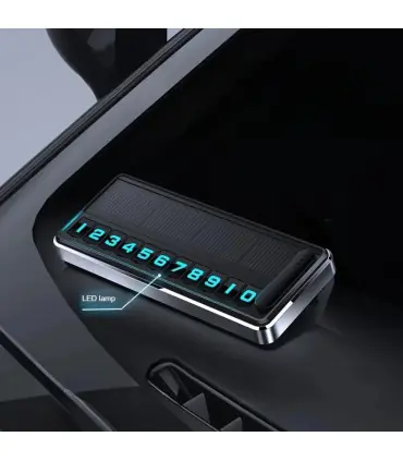 [Black] Plaque d\'immatriculation de téléphone solaire pour voiture, éclairage Led, carte de sta