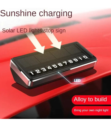 [Black] Plaque d\'immatriculation de téléphone solaire pour voiture, éclairage Led, carte de sta