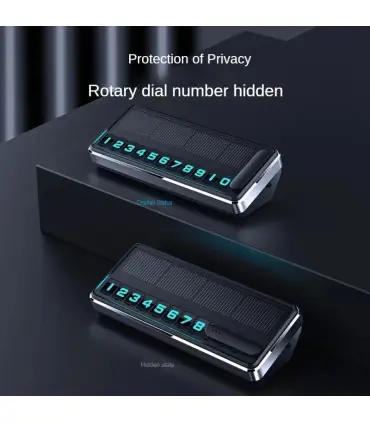 [Black] Plaque d\'immatriculation de téléphone solaire pour voiture, éclairage Led, carte de sta