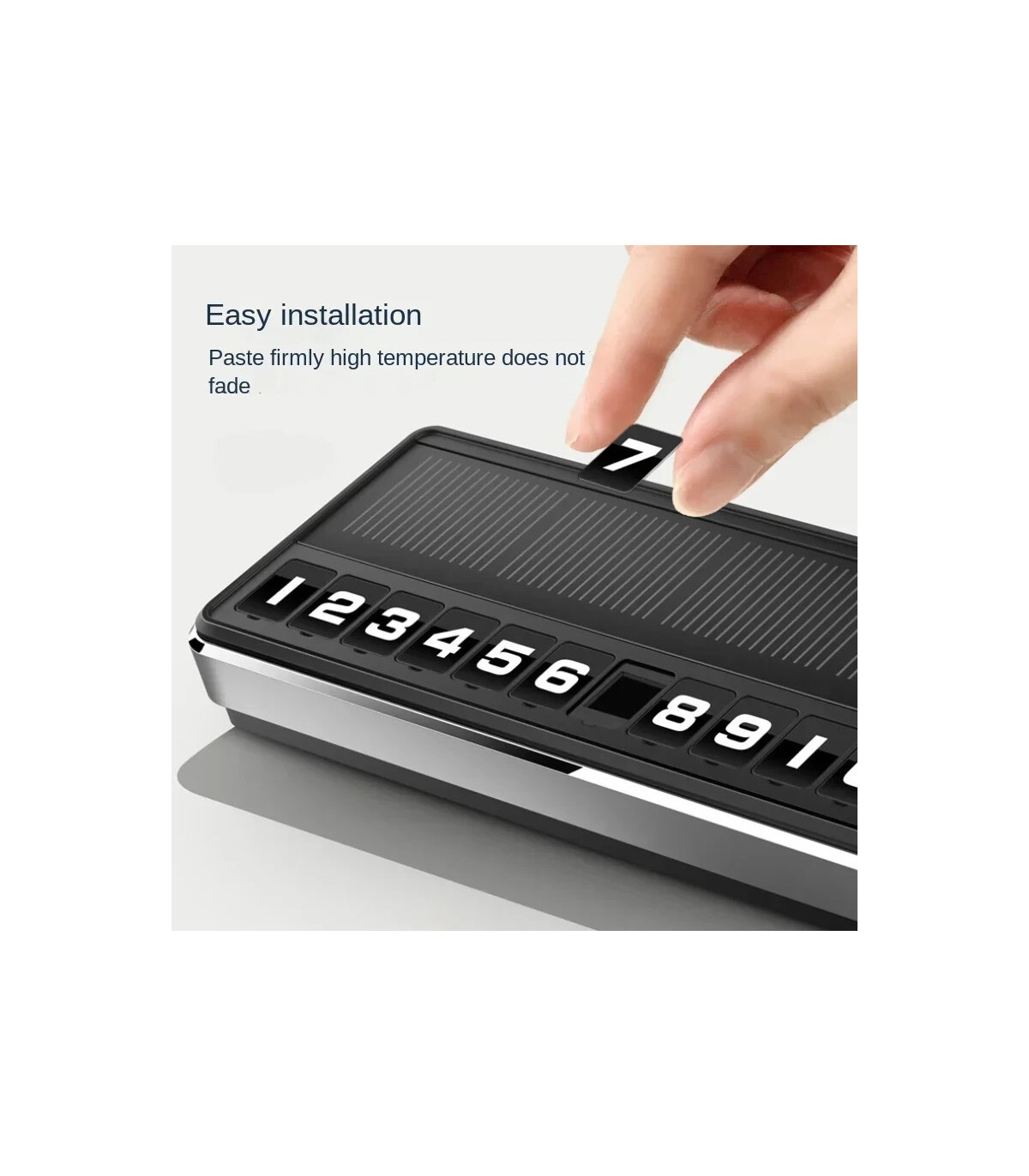 [Black] Plaque d\'immatriculation de téléphone solaire pour voiture, éclairage Led, carte de sta