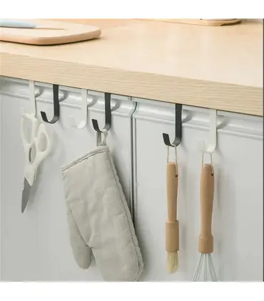 [White 1pcs] Crochet métallique en forme de S pour porte d\'armoire, support suspendu pour Gadge