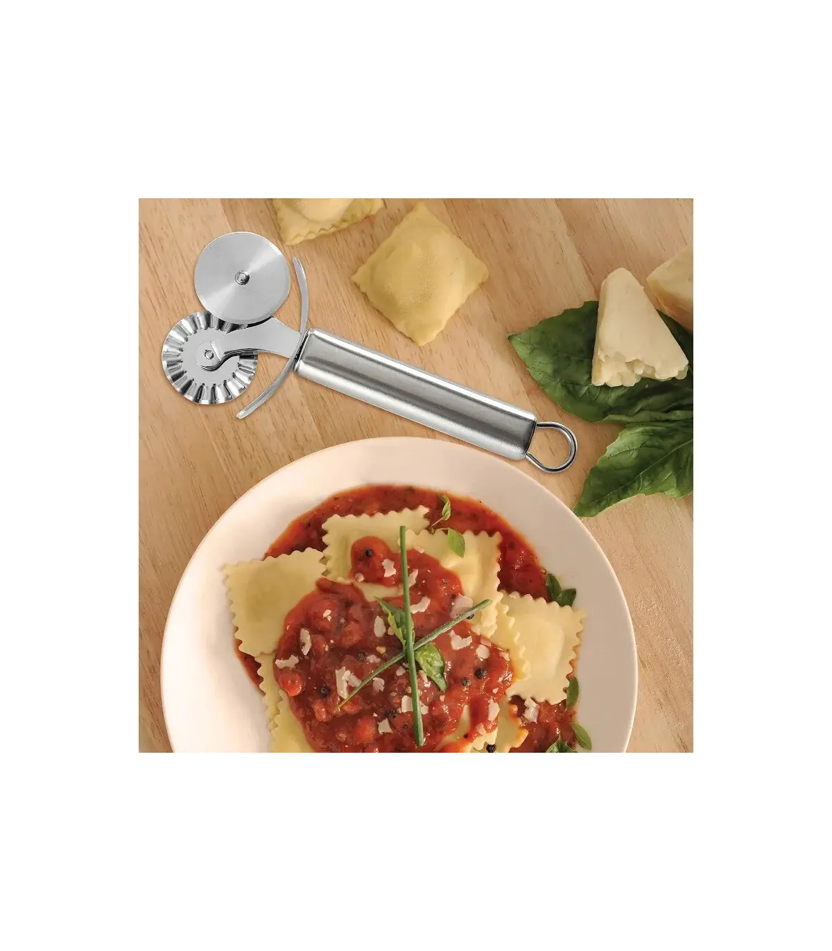 [Silver B] Couteau à pizza en acier inoxydable, outils à gâteaux, ciseaux à roues, gadgets de c