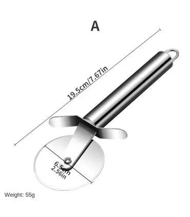 [Silver A] Couteau à pizza en acier inoxydable, outils à gâteaux, ciseaux à roues, gadgets de c