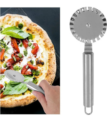 [Silver A] Couteau à pizza en acier inoxydable, outils à gâteaux, ciseaux à roues, gadgets de c
