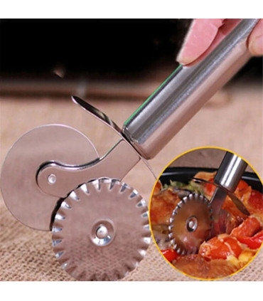 [Silver A] Couteau à pizza en acier inoxydable, outils à gâteaux, ciseaux à roues, gadgets de c