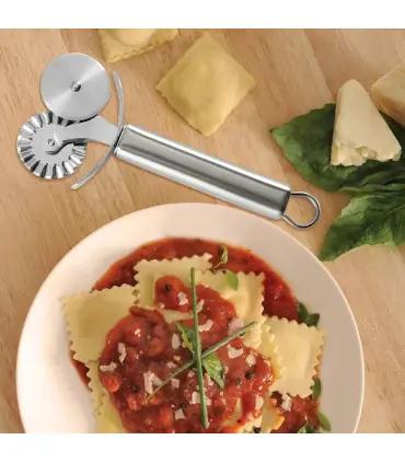 [Silver A] Couteau à pizza en acier inoxydable, outils à gâteaux, ciseaux à roues, gadgets de c