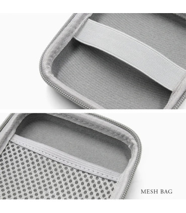 [Grey] Sac de rangement portable pour écouteurs, sac d\'évaluation de câble de données, étui mul