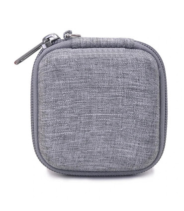 [Grey] Sac de rangement portable pour écouteurs, sac d\'évaluation de câble de données, étui mul