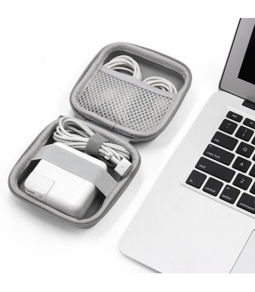 [Black] Sac de rangement portable pour écouteurs, sac d\'évaluation de câble de données, étui mu