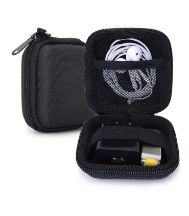 [Black] Sac de rangement portable pour écouteurs, sac d\'évaluation de câble de données, étui mu